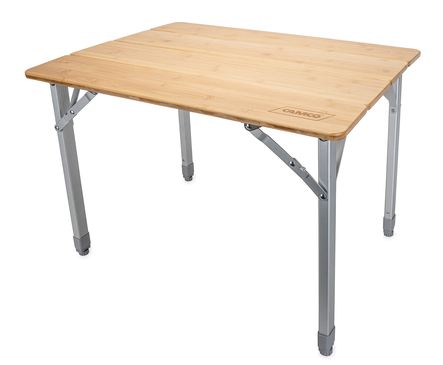 Camco Folding Table - Bamboo and Aluminum - Portable Telescoping Style