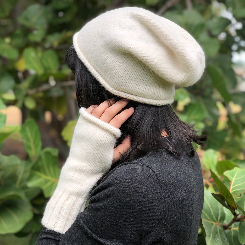 Artisan Alpaca Slouchy Beanie - Hand-Knit in Peru - Cream