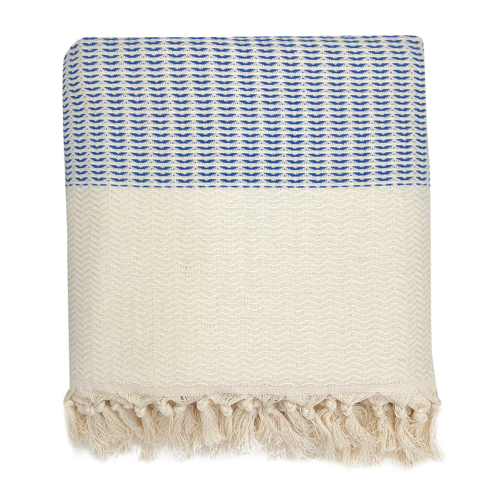 Artisans Reversible Wave Turkish Throw, 100% Natural Cotton & Bamboo, Turkey