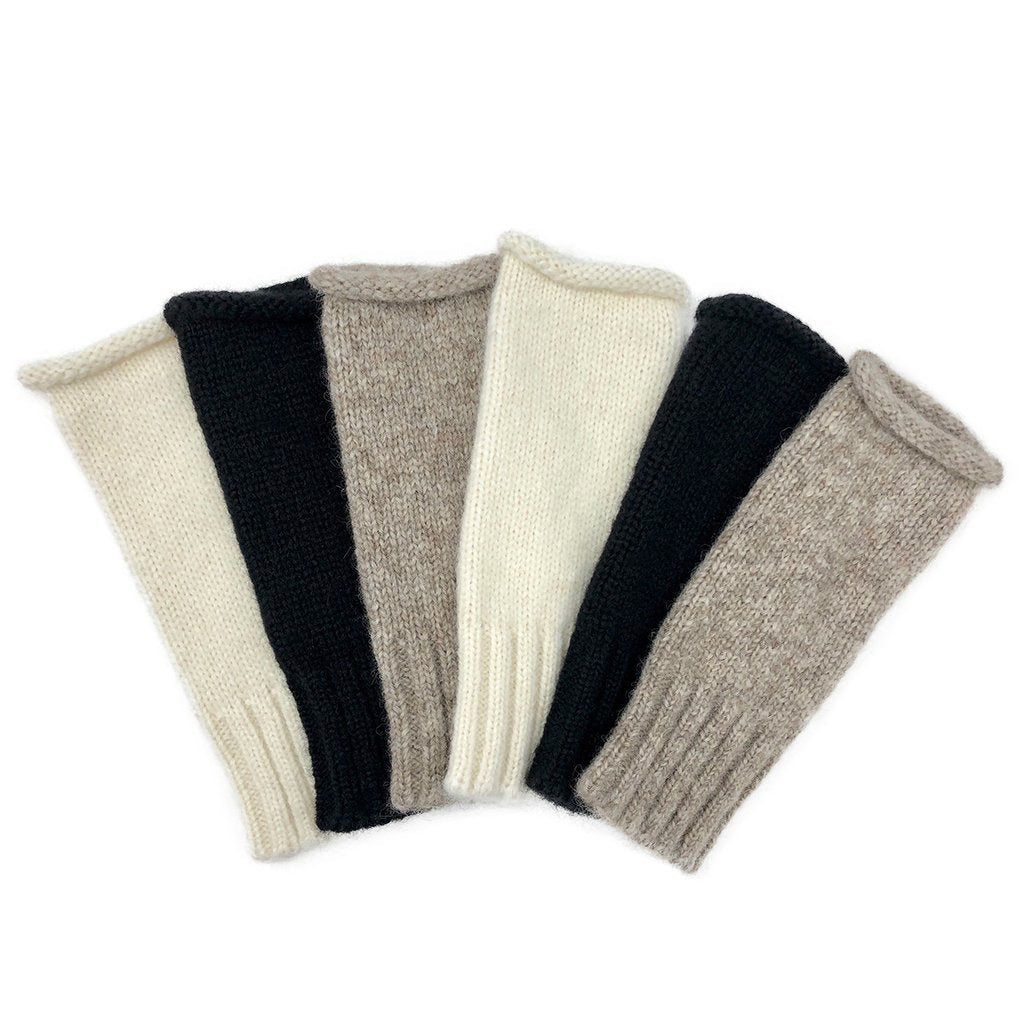 Artisan Knit Alpaca Fingerless Cream Gloves - Hand-Loomed in Peru