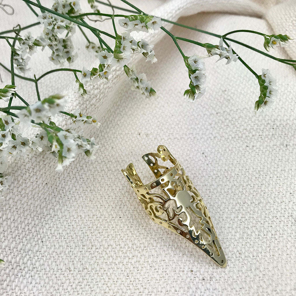 Cambodia Craft Recycled Brass Khmer Statement Ring, Kandal Province