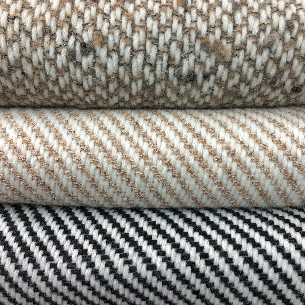 Peruvian Highlands Chunky Alpaca & Wool Striped Throw, Camel + Snow White, Peru