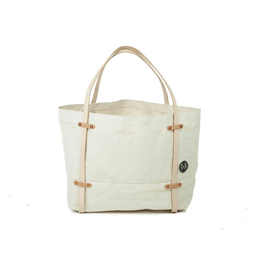 Canvas Getaway Tote - Organic Cotton and Leather - Oversized Style - USA