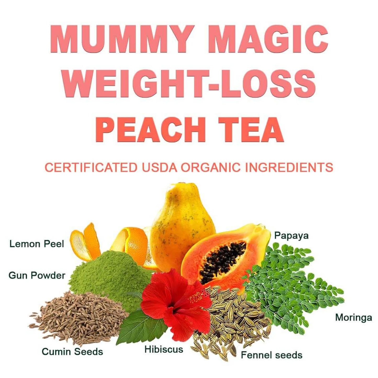 Peach Wellness Tea - Organic Herbal Blend - 20 Sachets