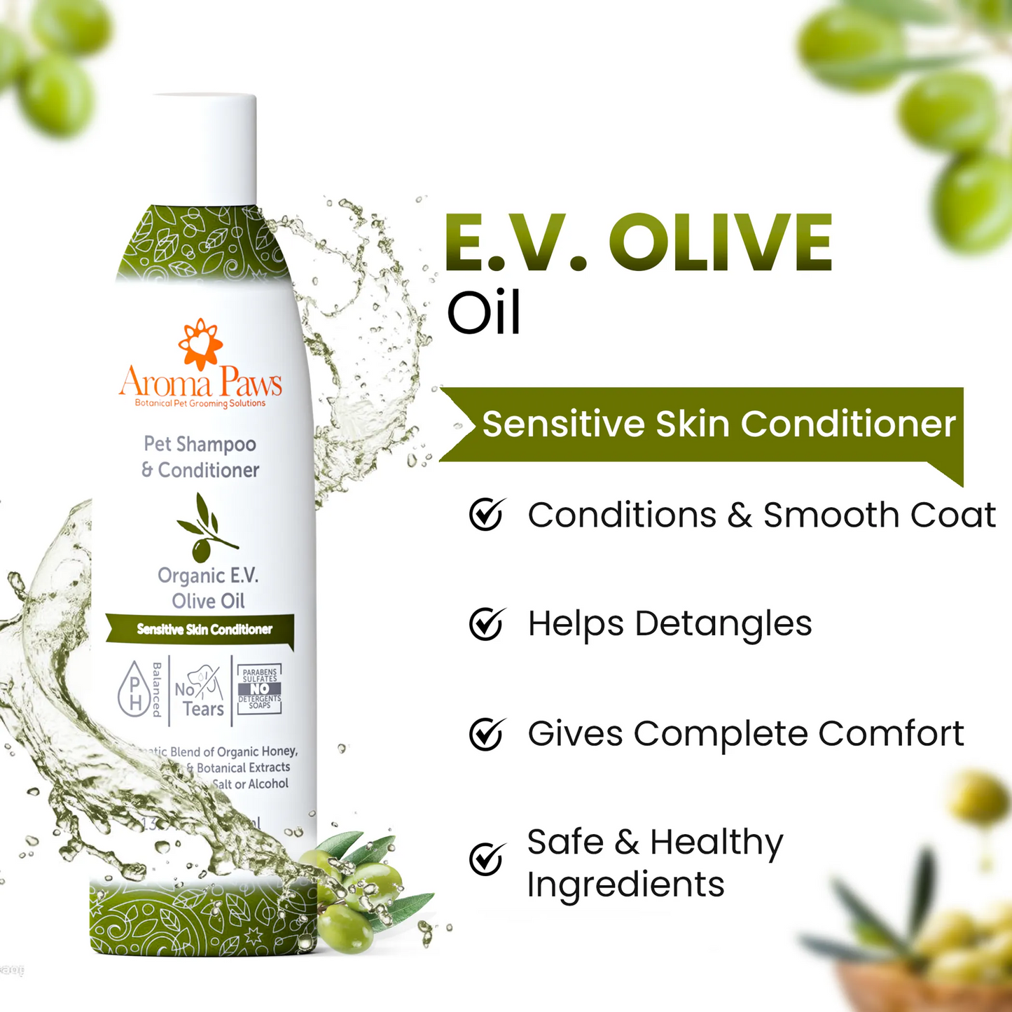 Organic Olive Oil Shampoo and Conditioner - 13.5 Oz - USA