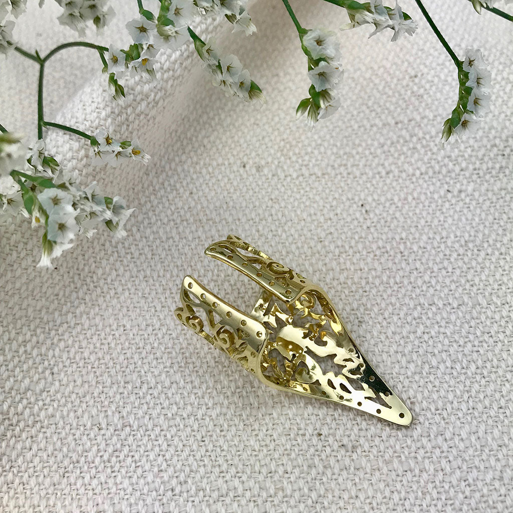 Cambodia Craft Recycled Brass Khmer Statement Ring, Kandal Province