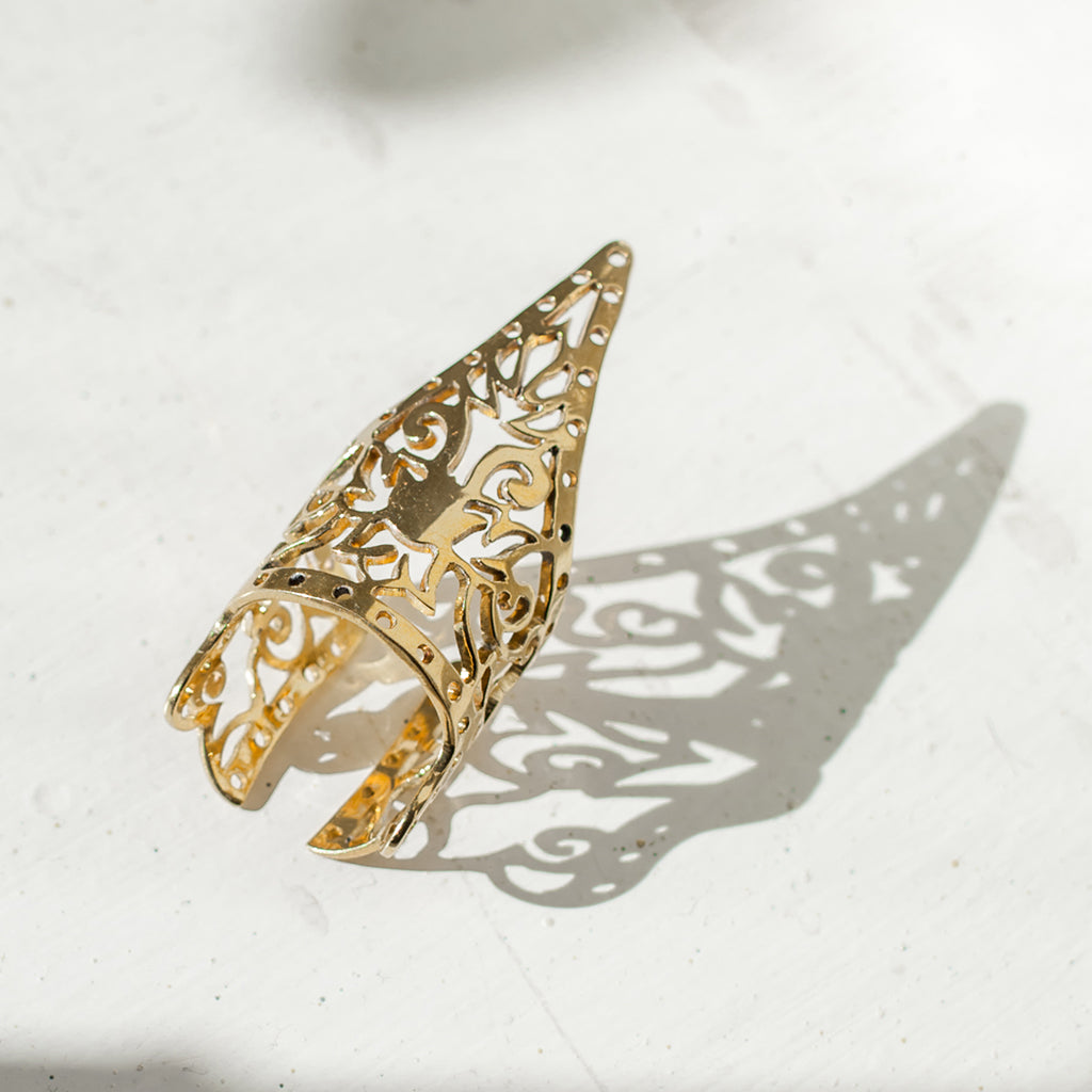 Cambodia Craft Recycled Brass Khmer Statement Ring, Kandal Province