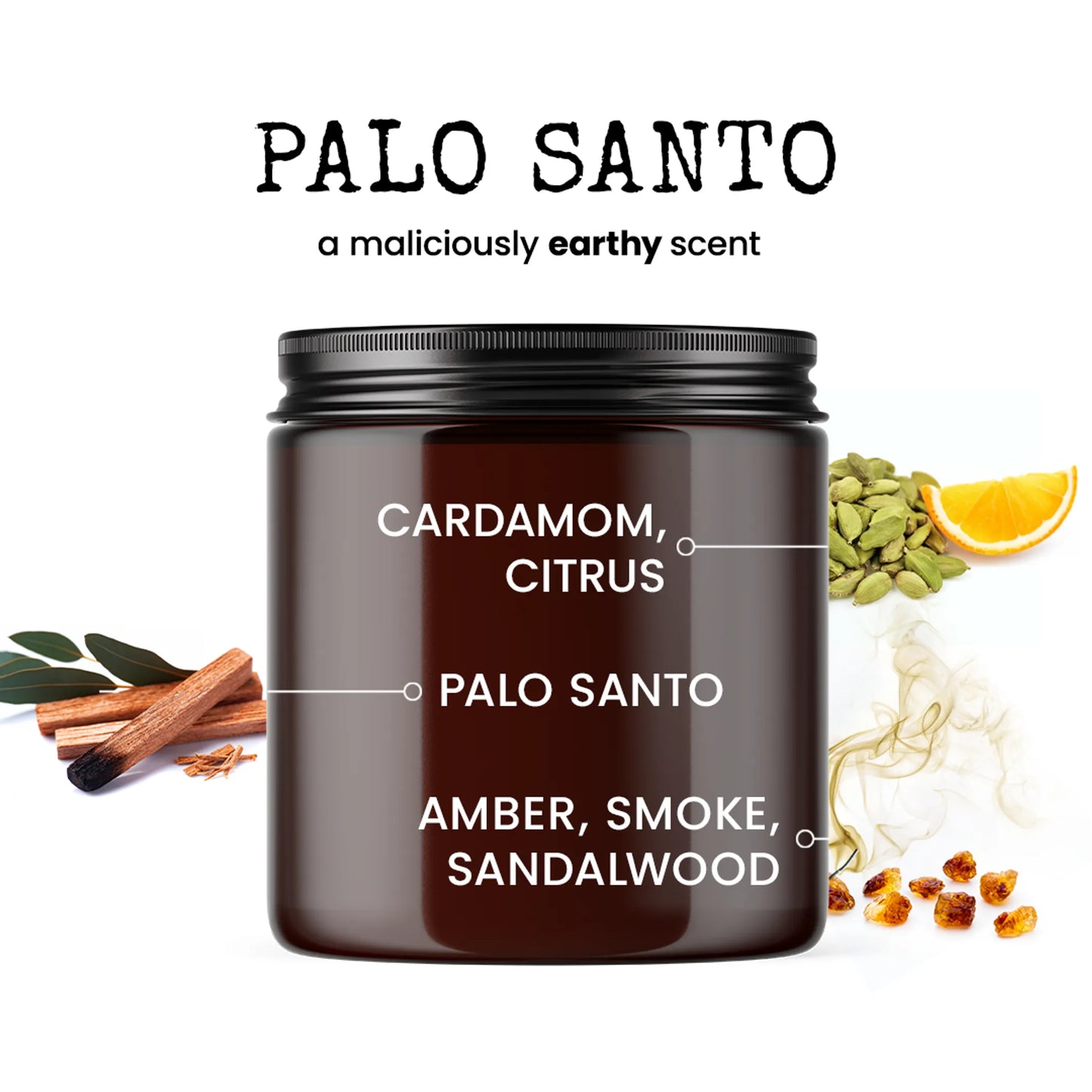 Citron and Stone Scented Candle - Organic Soy Wax - Amber Jar - USA