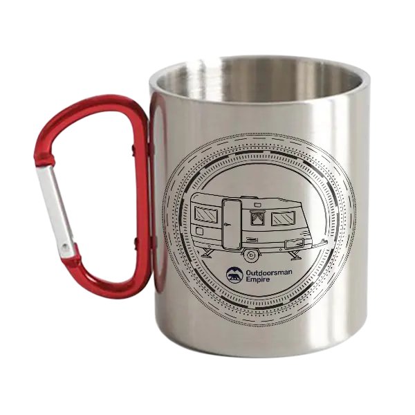 Kaleidoscope Stainless Steel Camping Carabiner Mug, 12oz, Eco-Friendly Adventure Style