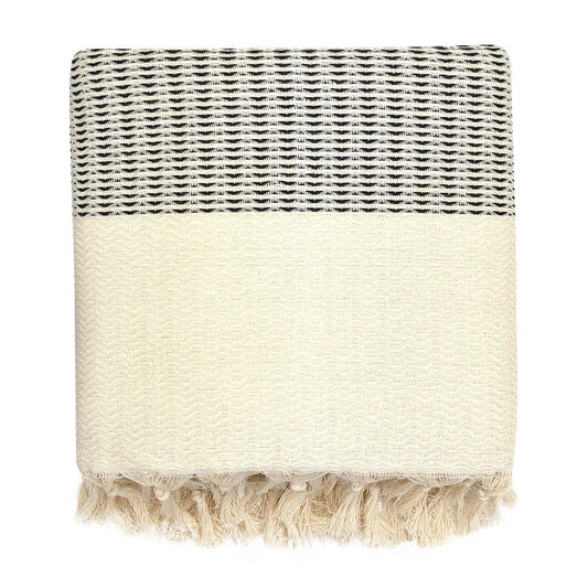 Artisans Reversible Wave Turkish Throw, 100% Natural Cotton & Bamboo, Turkey
