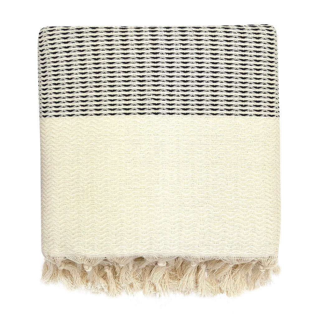 Artisans Reversible Wave Turkish Throw, 100% Natural Cotton & Bamboo, Turkey