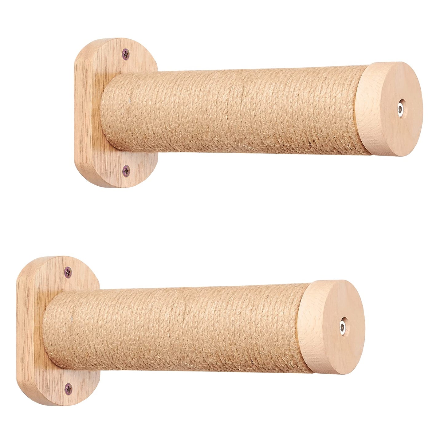 Solid Wood Wall-Mounted Cat Climbing Steps with Jute Scratching Surface