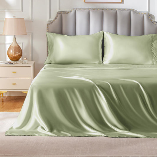 LuxurySatin Full Bed Set in Sage