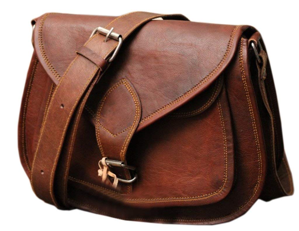 Heritage Messenger Bag, Full-Grain Cow Leather, Hand-Stitched 13-inch Crossbody, India