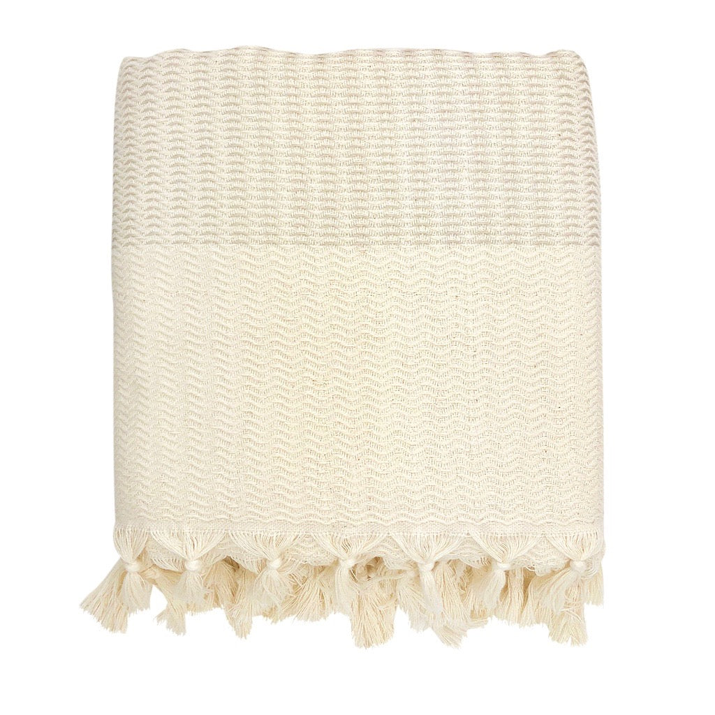 Artisans Reversible Wave Turkish Throw, 100% Natural Cotton & Bamboo, Turkey