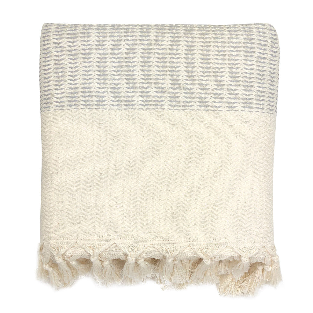 Artisans Reversible Wave Turkish Throw, 100% Natural Cotton & Bamboo, Turkey