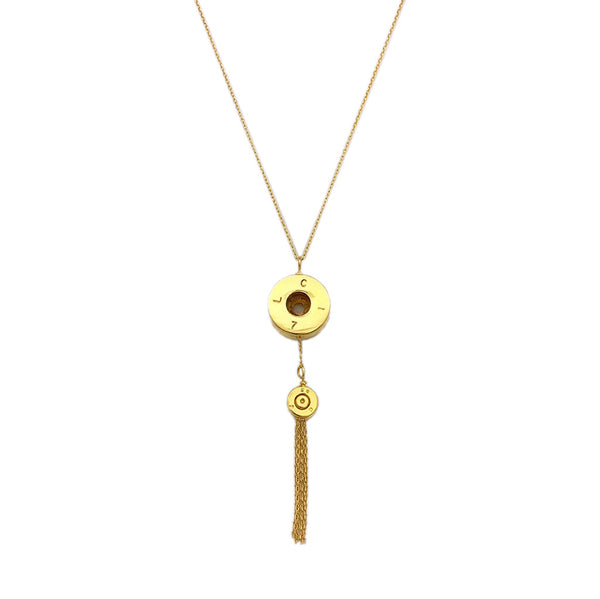 Bullet Tassel Necklace - Recycled Brass - Edgy Style - Cambodia