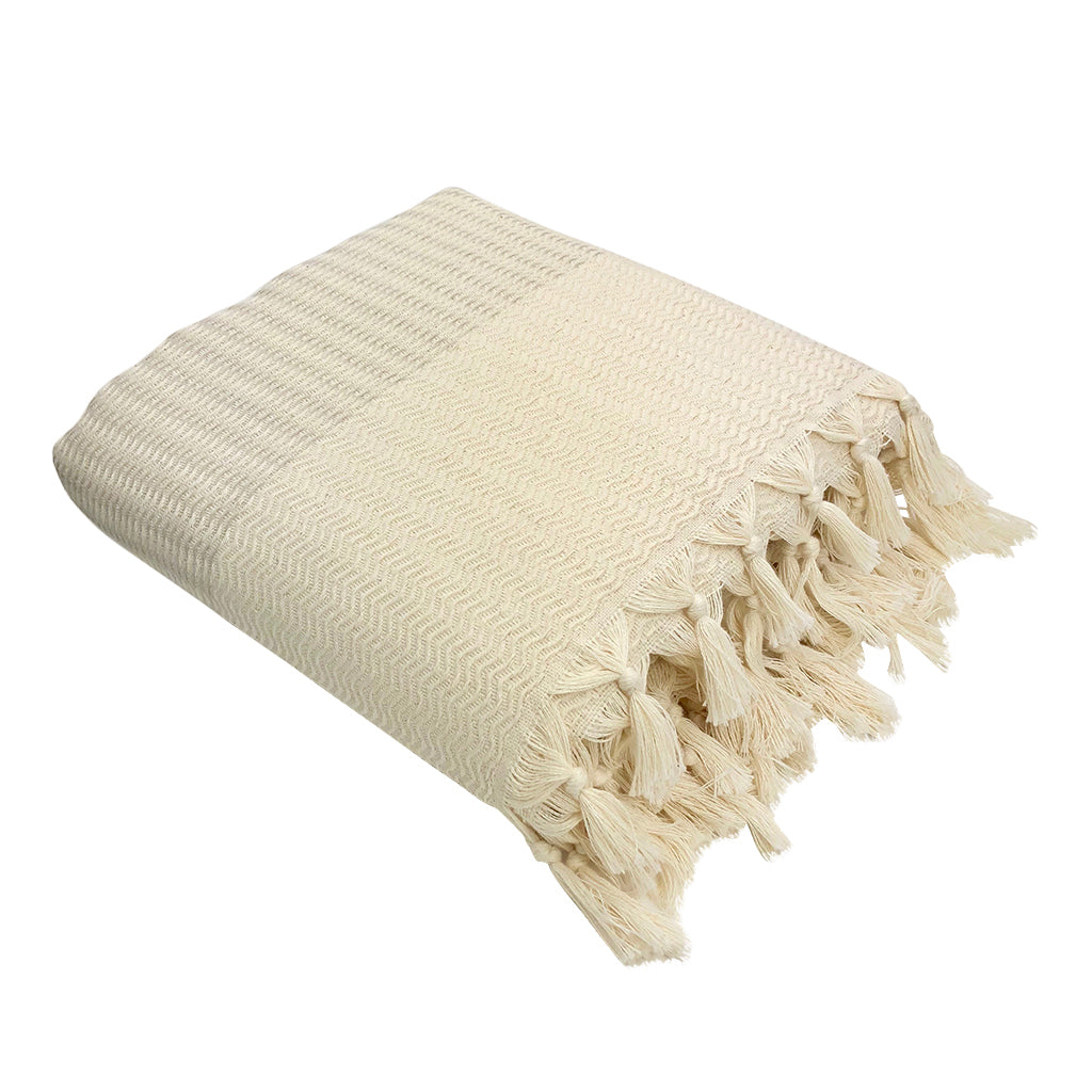 Artisans Reversible Wave Turkish Throw, 100% Natural Cotton & Bamboo, Turkey