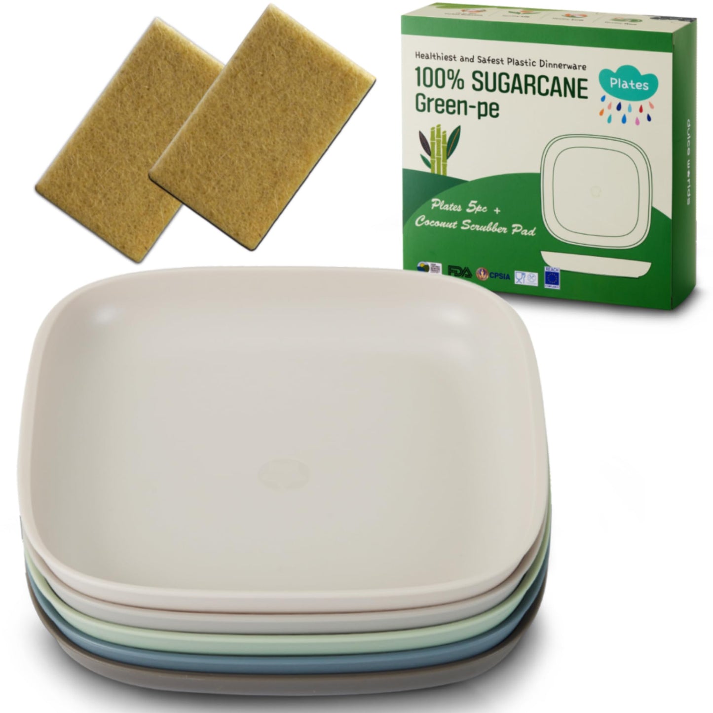 Kids Plates - Sugarcane Bio-Plastic - Gray Blue - USA