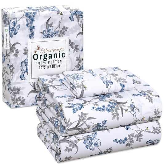 Cooling Organic Cotton Twin Sheets - Percale Weave - Crisp Style - USA