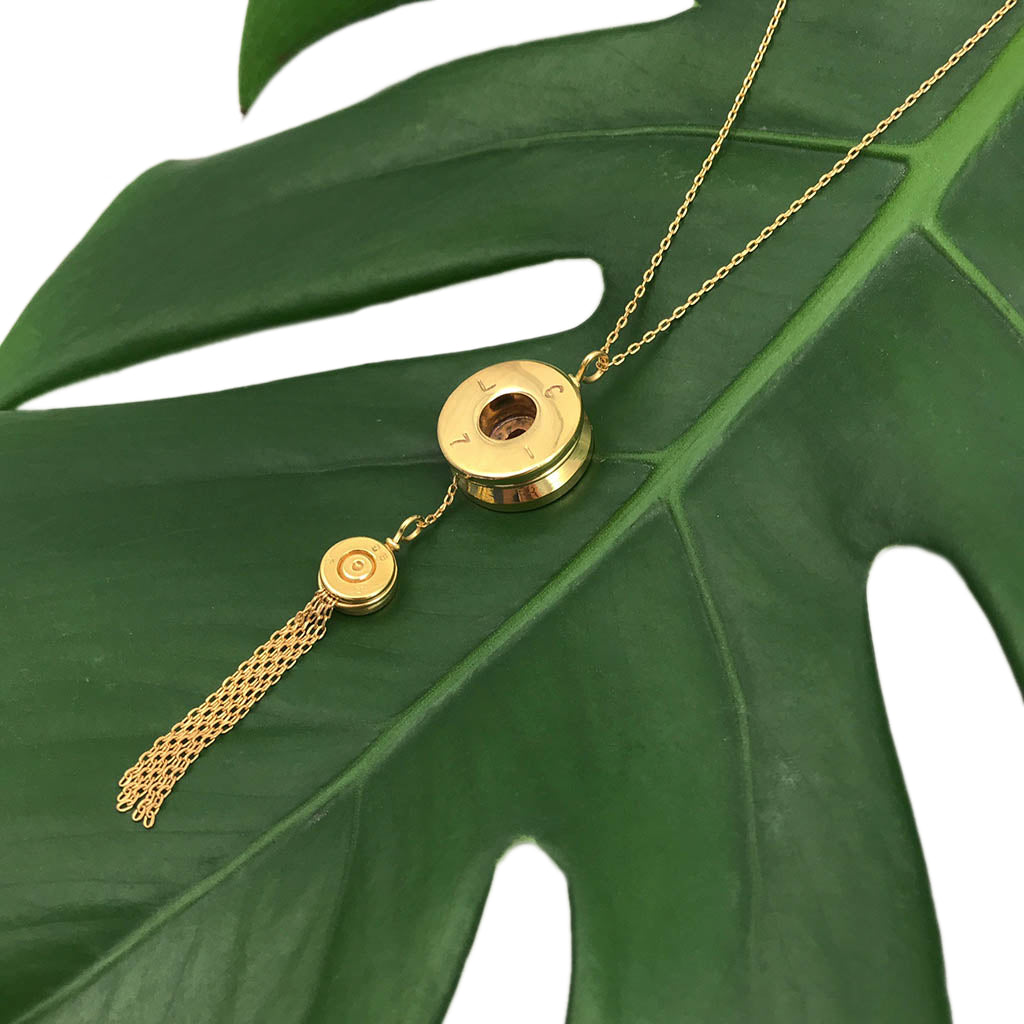 Bullet Tassel Necklace - Recycled Brass - Edgy Style - Cambodia