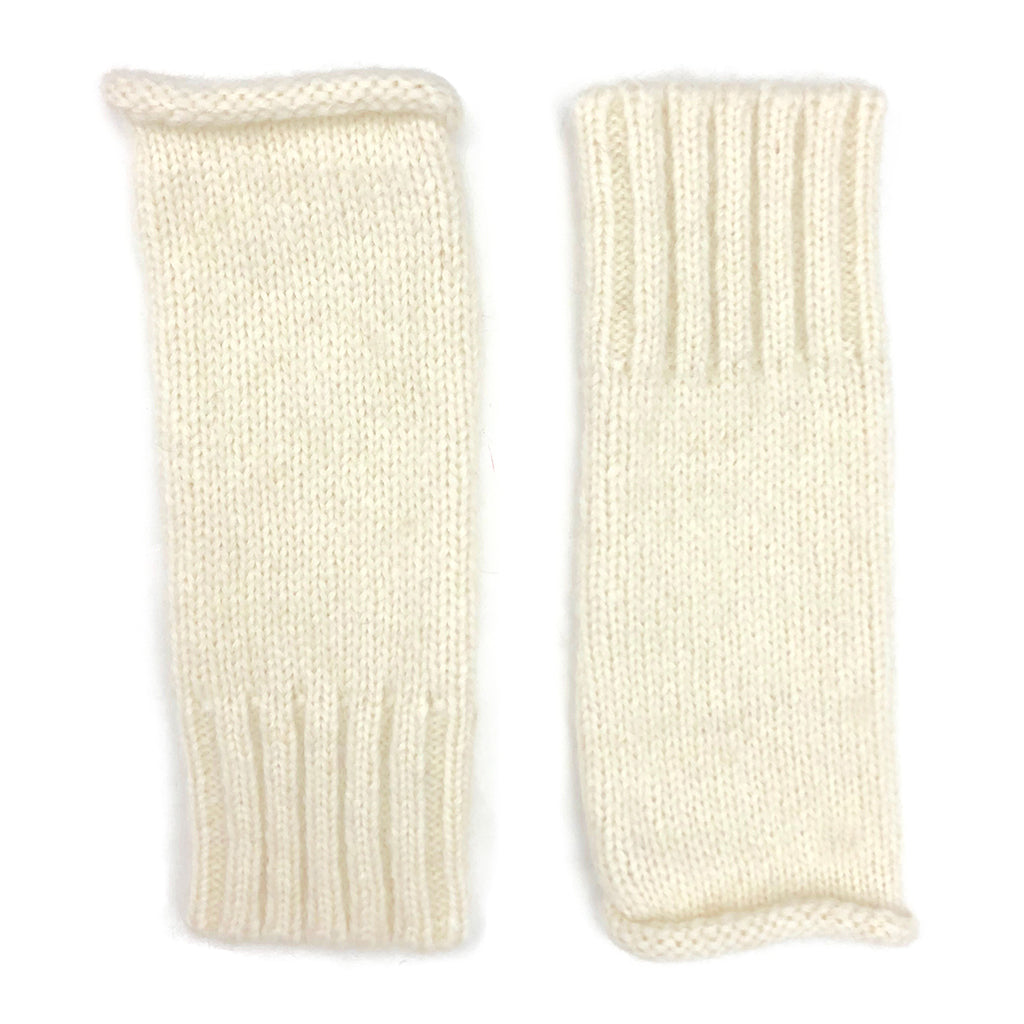 Artisan Knit Alpaca Fingerless Cream Gloves - Hand-Loomed in Peru