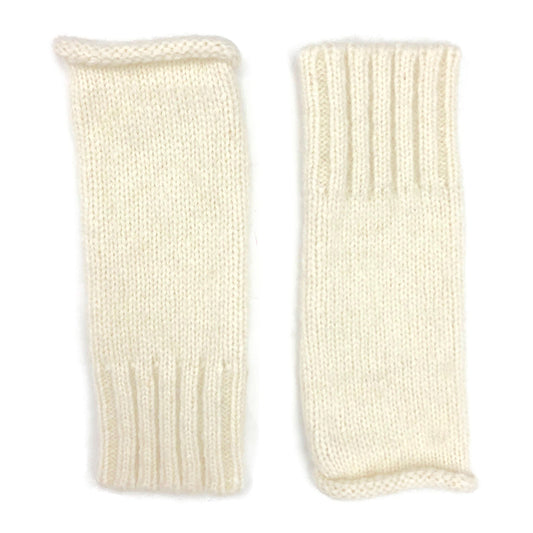Artisan Knit Alpaca Fingerless Cream Gloves - Hand-Loomed in Peru