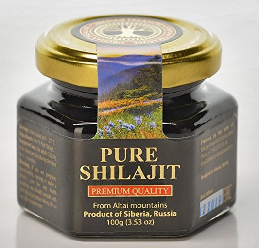 Pure Siberian Shilajit Mumijo Resin - Altai Mountains - 100g Glass Jar