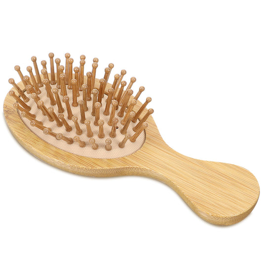 Mini Bamboo Hair Brush - Natural Wood - Travel Style