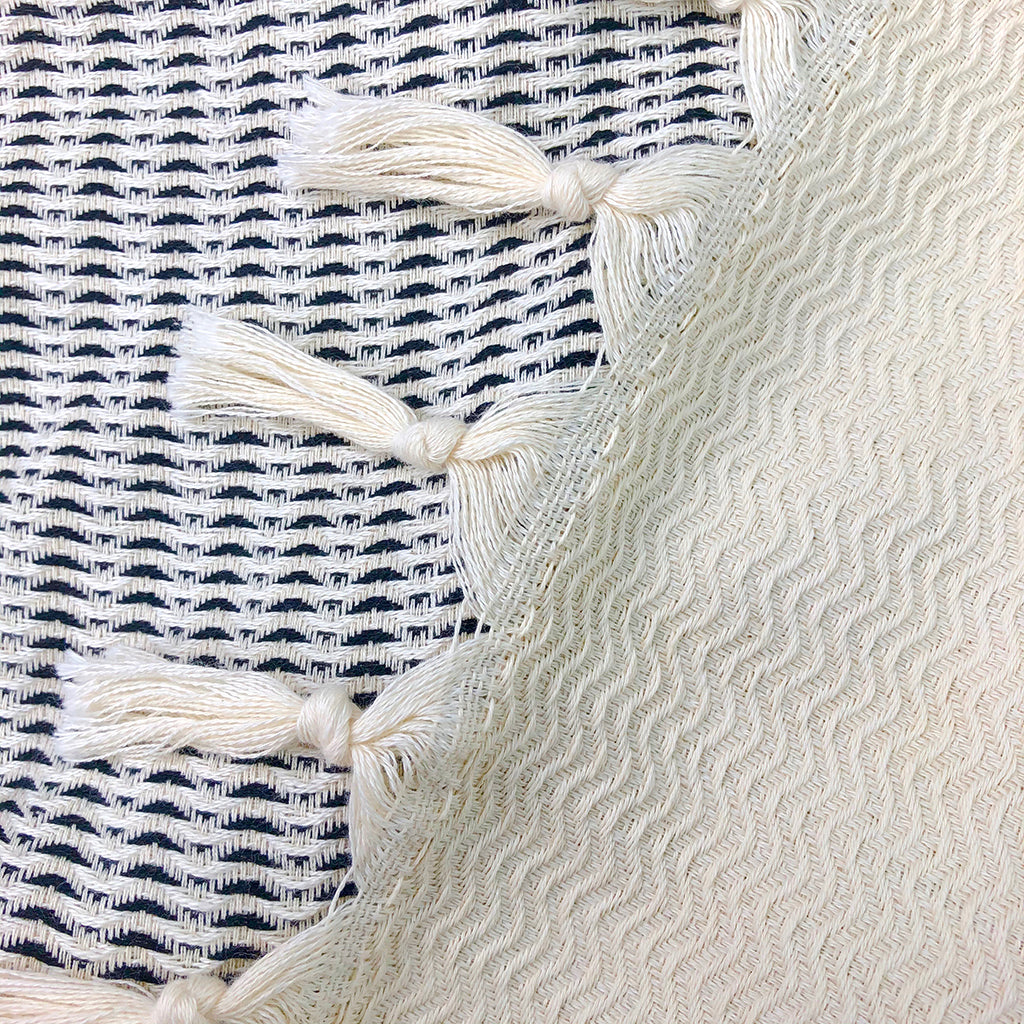 Artisans Reversible Wave Turkish Throw, 100% Natural Cotton & Bamboo, Turkey