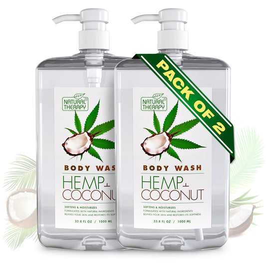 Hemp and Coconut Oil Body Wash with Pump - Dead Sea Minerals - 2 Pack