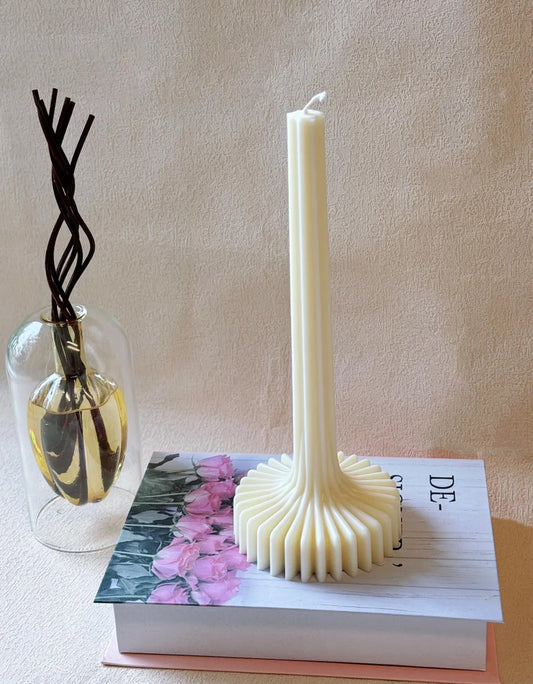 Lantern Pillar Sculpture Candle, 100% Natural Soy Wax, Elegant Handcrafted Decor, USA Made