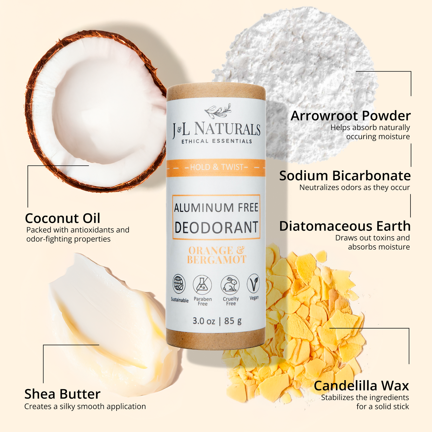 Aluminum-Free Deodorant - Coconut Oil and Shea - Sustainable 2-Pack - USA