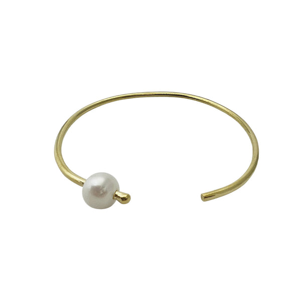 Freshwater Pearl Bangle | Upcycled Brass with Gold Plating | Minimalist | Cambodia
