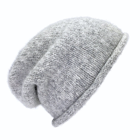 Artisan Alpaca Slouchy Beanie - Hand-Knit in Peru - Gray