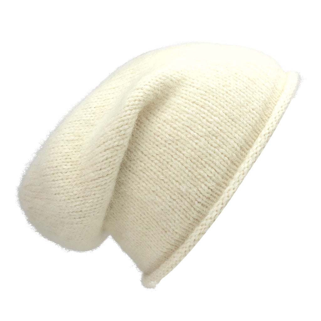 Artisan Alpaca Slouchy Beanie - Hand-Knit in Peru - Cream